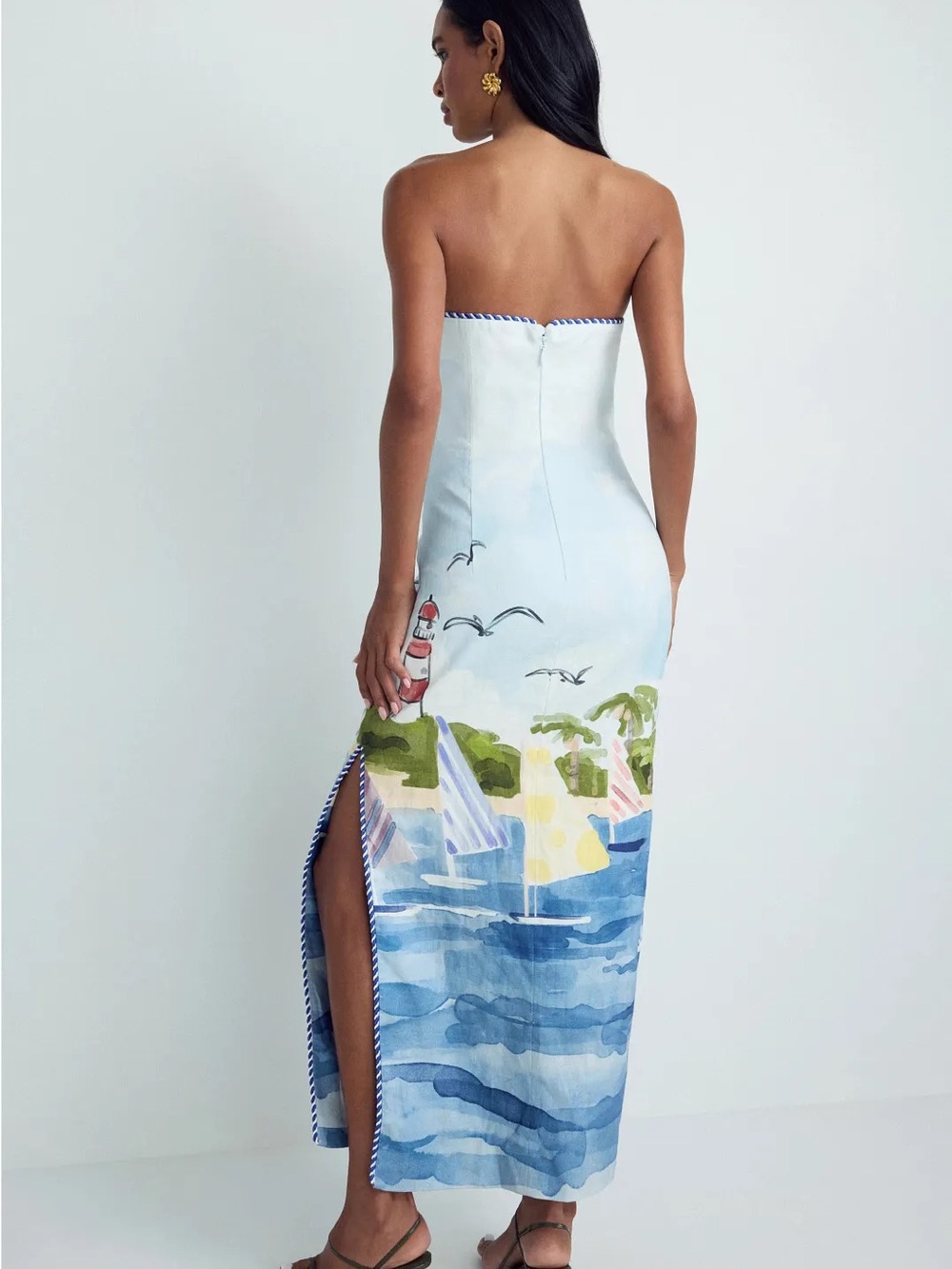 LEO LIN Ava Maxi Dress in Nautical Print NWOT - Picture 2 of 4